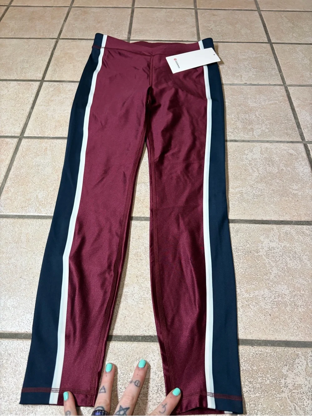 NWT Lululemon Satin Shine High-Rise Tight *25” *Stripe Burgundy Bay/Navy/Ivory 6